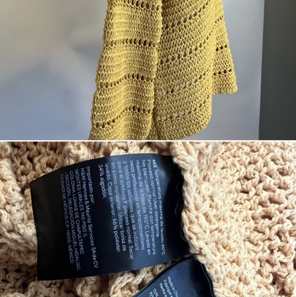 H&M Yellow Open Knit V Neck Sweater XL - Picture 3 of 4